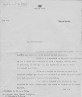 Queen of Belgium to Father Gerard Francois