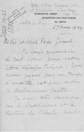Chapman to Pere Gerard - from Downside Abbey
