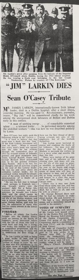 Seán O’Casey’s tribute to Jim Larkin