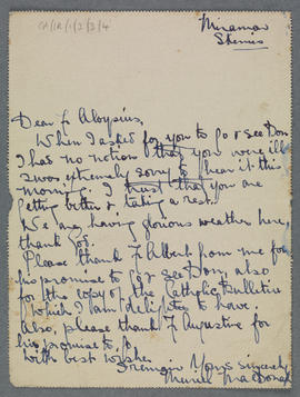 Letter from Muriel MacDonagh to Fr. Aloysius Travers OFM Cap.