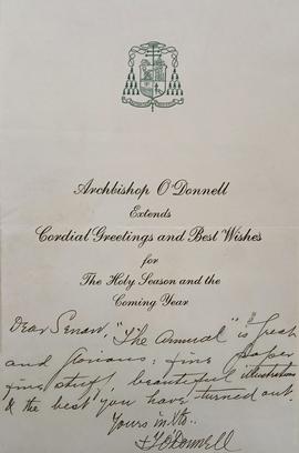 Letter from Archbishop Thomas O’Donnell