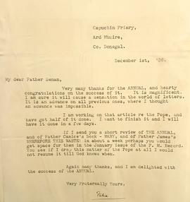 Letter from Fr. Felix Guihen