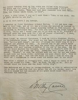 Recollections of John McCormack by Dorothy Caruso