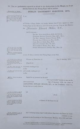 Voting Form for Alexander Edward Miller
