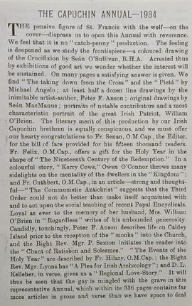 ‘Franciscan Monthly’ review of ‘The Capuchin Annual’ (1934)
