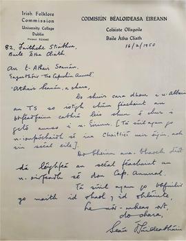 Letter from Seán Ó Súilleabháin