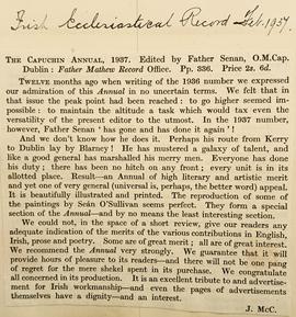 ‘Irish Ecclesiastical Record’ review of ‘The Capuchin Annual’ (1937)