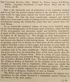 ‘Irish Ecclesiastical Review’ article on ‘The Capuchin Annual’ (1942)