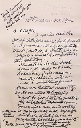 Letter from George Noble Plunkett