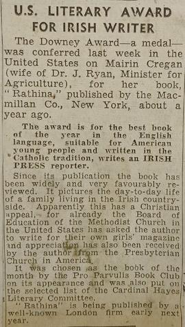 Literary Award for Máirín Ryan