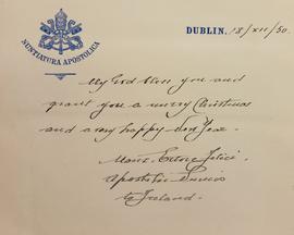 Card from Archbishop Ettore Felici