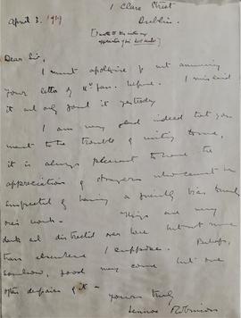 Letter from Lennox Robinson