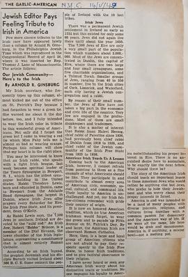 Jewish editor pays tribute to Irish in America
