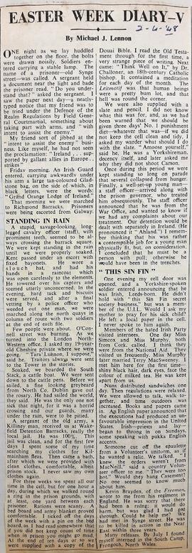 Michael J. Lennon Recollections of the 1916 Rising / Bound Document Volume