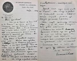 Letter from Frank Ryan to Br. Senan Moynihan OFM Cap.