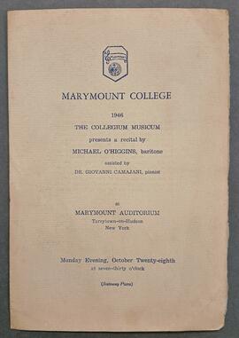 Recital by Michael O’Higgins at Marymount College, New York