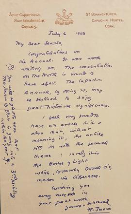 Letter from Fr. James O’Mahony