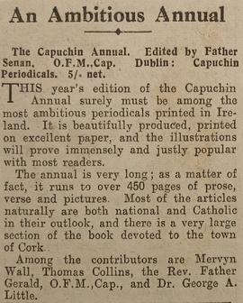 ‘Irish Times’ review of ‘The Capuchin Annual’ (1941)