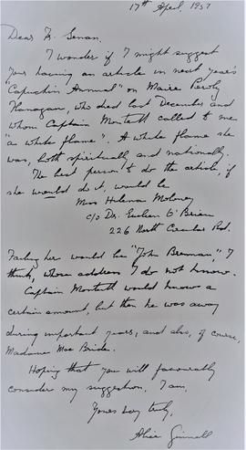Letter from Alice Ginnell