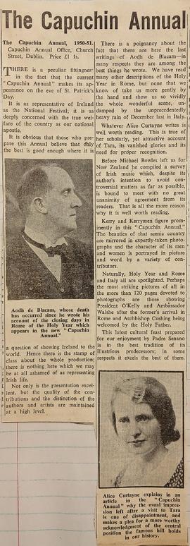 ‘Irish Catholic’ review of ‘The Capuchin Annual’ (1950-1)