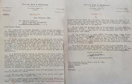 Letter from Taylor Son & Robinson, solicitors