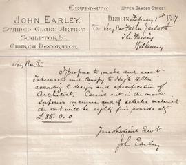 Letter from John Earley to Fr. Jarlath Hynes OSFC