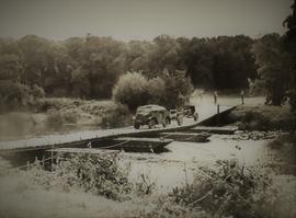 Irish Army vehicle on pontoon bridge