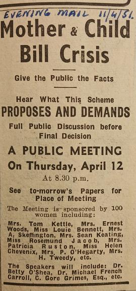Mother & Child Bill Crisis / Public Meeting