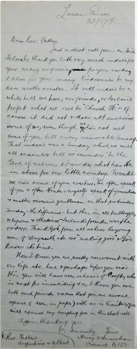 Letter from Henry O’Hanrahan to Fr. Albert Bibby OFM Cap.