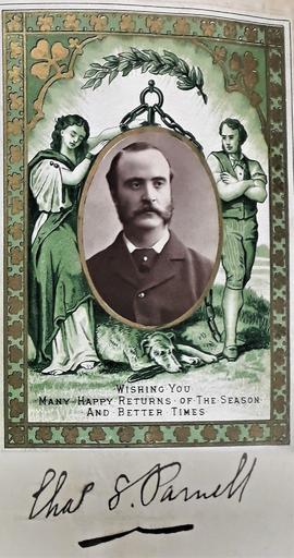 Charles Stewart Parnell Christmas Card / with autograph slip