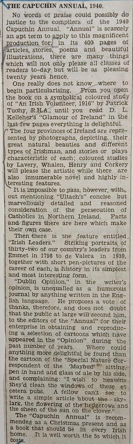‘Derry Journal’ review of ‘The Capuchin Annual’ (1940)