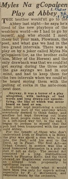 Myles na gCopaleen Play at Abbey Theatre