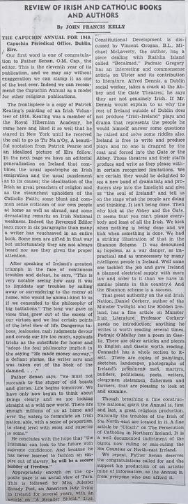‘The Advocate’ review of ‘The Capuchin Annual’ (1940)
