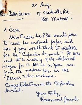 Letter from Rosamond Jacob