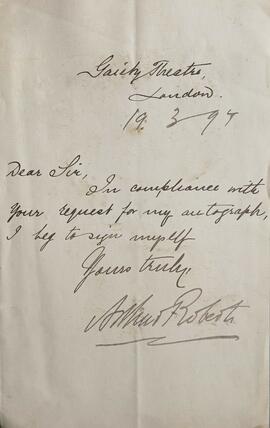 Letter from Arthur Roberts