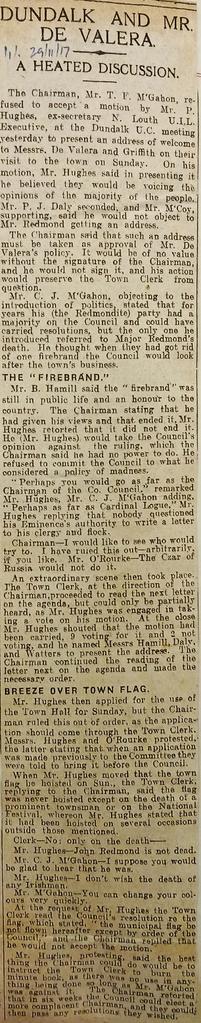 Dundalk and Mr De Valera / A heated discussion