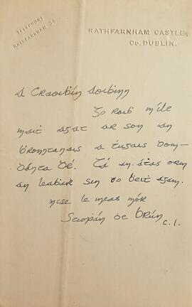 Letter from Fr. Stephen Brown SJ to Douglas Hyde