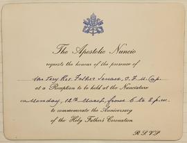 Invitation to reception at the Apostolic Nunciature