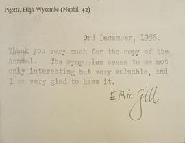 Card from Eric Gill