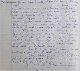 Copy letter to Maud Gonne MacBride