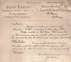 Letter from John Earley to Fr. Jarlath Hynes OSFC