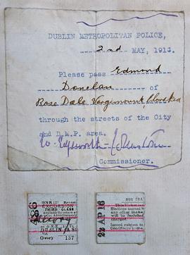 Dublin Metropolitan Police Pass / Dublin Tram Ticket