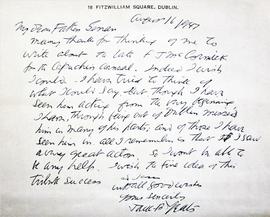 Letter from Jack B. Yeats
