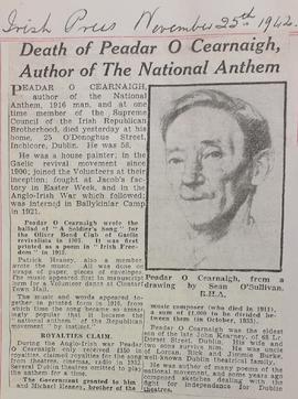 Death of Peadar Kearney