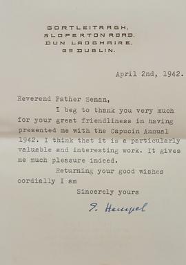 Letter from Eduard Hempel, German Minister to Ireland