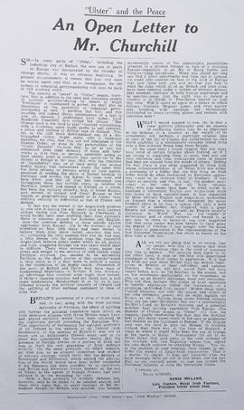 An Open Letter to Winston Churchill / Denis Ireland