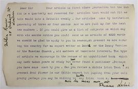 Letter from Shane Leslie