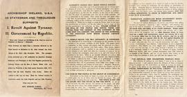 Archbishop Ireland, U.S.A. as statesman and theologian supports I. Revolt against tyranny. II. Government by Republic