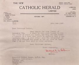 Letter from Michael de la Bédoyère