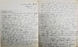 Letter from Carl Gilbert Hardebeck to Sir Bertram Windle